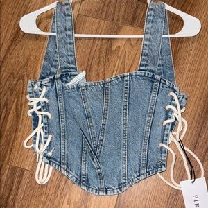 Denim Lace-Up Crop Top
